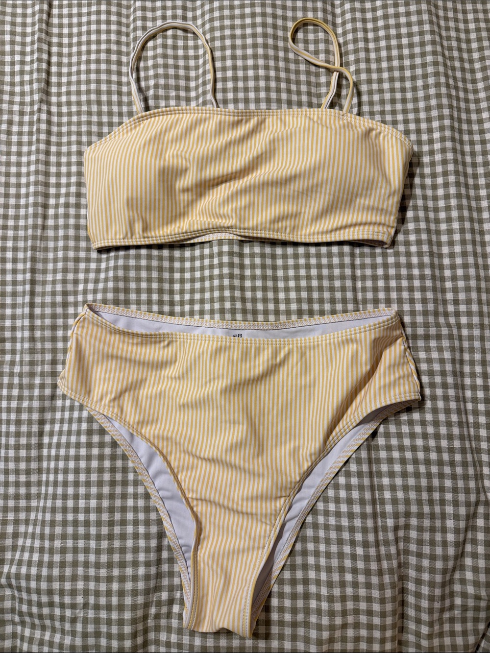 Yellow and White Striped Bikini